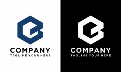 Abstract letter B vector logotype. Hexagon creative simple logo design template. on a black and white background.