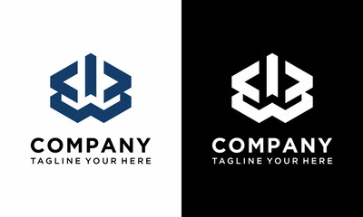 Obraz premium Elegant BB Letter Linked Rectangle Shape Monogram Logo Design vector template. on a black and white background.