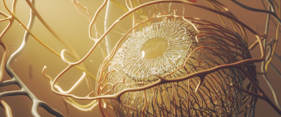 Close up of eye vascular anatomy