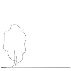 Tree silhouette line drawing vector illustration