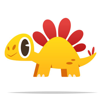 Cute cartoon stegosaurus vector isolated illustration