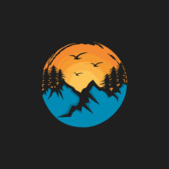 Mountain illustration, outdoor adventure . Vector graphic for t shirt and other uses.
