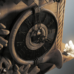 Close up of vintage grandfather clock