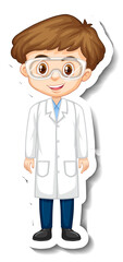 Scientist boy cartoon character sticker