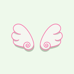Illustration of a pair cute white wings isolated on a white background