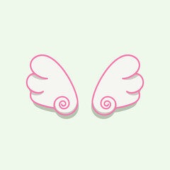 Illustration of a pair cute white wings isolated on a white background