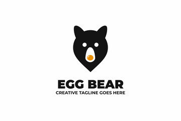 Egg Bear and Pin Logo Design Template