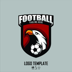 FOOTBALL LOGO TEMPLATE WITH A GRAY BACKGROUND