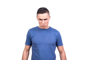 Fototapeta premium Portrait of a caucasian angry man in casual clothes