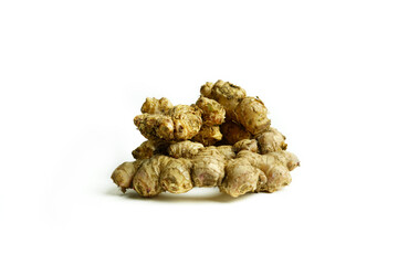 Fresh ginger on white background,raw material for cooking