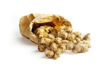 Fresh ginger on white background,raw material for cooking