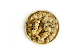 Fresh ginger on white background,raw material for cooking