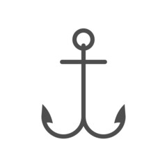 Anchor vector single icon, separate isolated sign. Retro sea ship nautical equipment. Navy travel vintage equipment