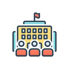 Color illustration icon for institutional