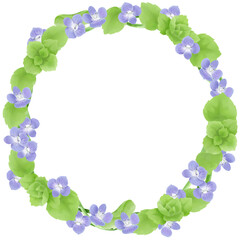 野の花・オオイヌノフグリの水彩風 飾りフレーム／Watercolor style decorative frame of wild flower, Persian speedwell