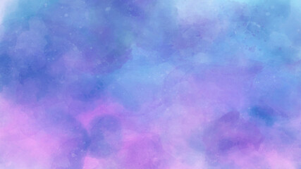 blue hand drawn watercolor ombre leaks and splashes texture on white watercolor paper background. Natural organic shapes and design vector illustration.