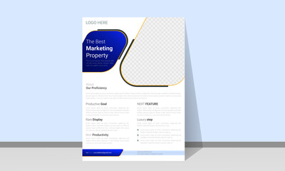 Modern corporate advertising flyer template layout. Brochure design, cover, curves element, eps and  space for photo background, business proposal.