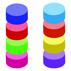 Set stack of colorful barrels 3d circle shape