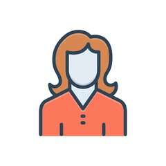 Fototapeta premium Color illustration icon for girl female