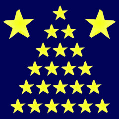 Triangular shape made of arranged stars