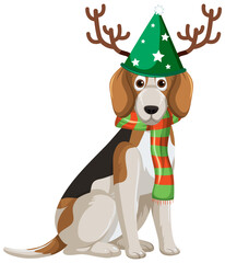 Beagle dog wearing celebretion hat cartoon character