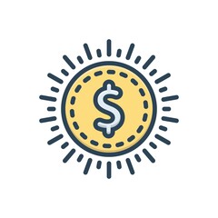 Color illustration icon for usd