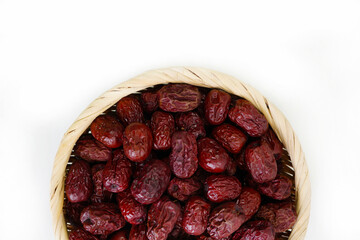 Fresh jujube on white background,raw material for cooking. Close up.