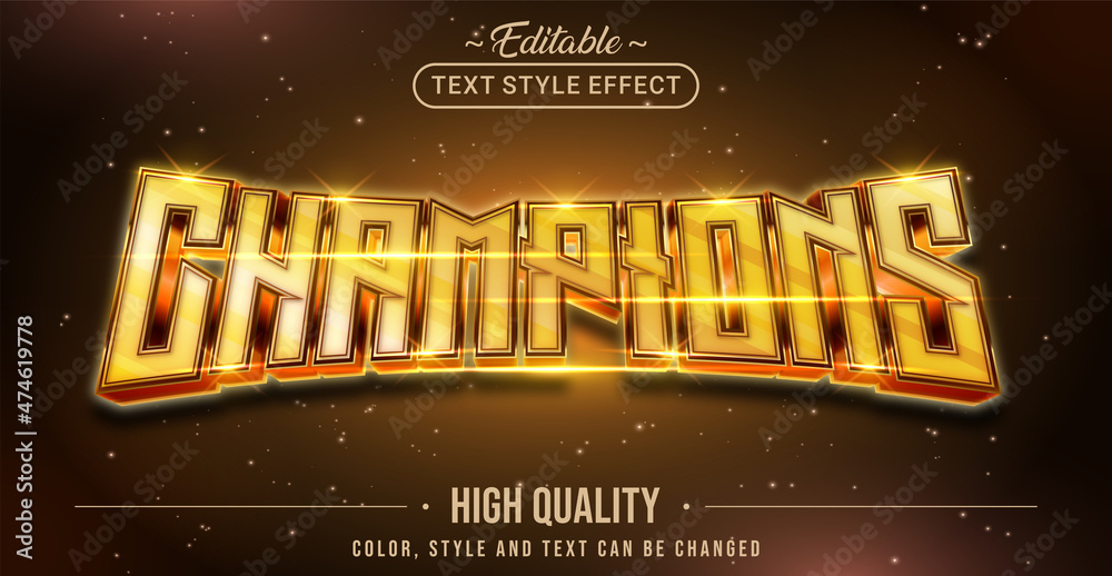 Poster editable text style effect - champions text style theme.