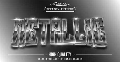 Editable text style effect - Metallic text style theme.
