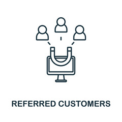 Referred Customers icon. Line element from affiliate marketing collection. Linear Referred Customers icon sign for web design, infographics and more.