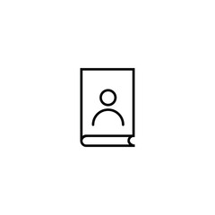 Modern outline signs suitable for internet pages, applications, stores etc. Editable strokes. Line icon of faceless user on cover of book