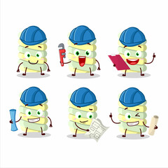 architect yellow marshmallow twist cute mascot character with pliers
