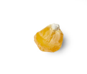 One yellow corn seed shot close-up macro on a white background for design