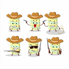 Cool cowboy yellow marshmallow twist cartoon character with a cute hat