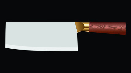 Large sharp cleaver knife isolated on black background, Vector illustration, chef knives, Cutlery icon set