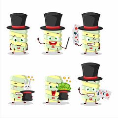 A yellow marshmallow twist Magician cartoon character perform on a stage