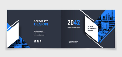 City Background Business Book Cover Design Template - Landscape Layout