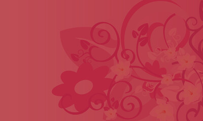 red background with floral pattern