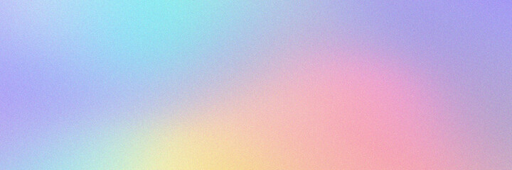 Abstract pastel holographic blurred grainy gradient banner background texture. Colorful digital grain soft noise effect pattern. Lo-fi multicolor vintage retro design.
