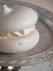 sweet pastry with cream close up 