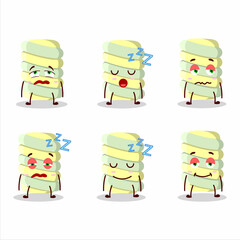 Fototapeta premium Cartoon character of yellow marshmallow twist with sleepy expression