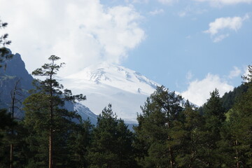Beautiful view of the highest peak of the Caucasus - Elbrus