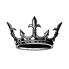 Illustration of king crown in monochrome style. Design element for logo, emblem, sign, poster, t shirt. Vector illustration