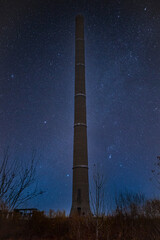 industrial basket in night landscape under the starry night sky