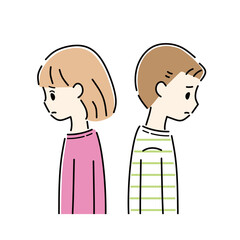 背中合わせのネガティブな男女