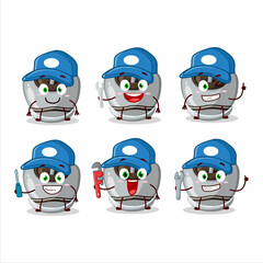 mechanic white sugar candy cute mascot character with pliers