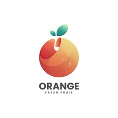Vector Logo Illustration Orange Gradient Colorful Style.
