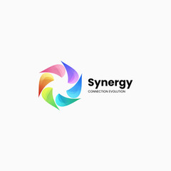 Fototapeta na wymiar Vector Logo Illustration Synergy Gradient Colorful Style.
