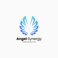 Vector Logo Illustration Angel Synergy Simple Mascot Style.
