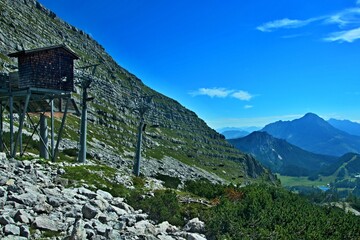 Austrian Alps - view of the upper station of the Frauenkarlift cable car near the village of Spital am Pyhrn in Totes Gebirge